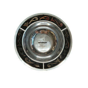 VTG Lenox Spyro Silver Metal & Black Glass Serveware Serving Salad Bowl 15" X 4"